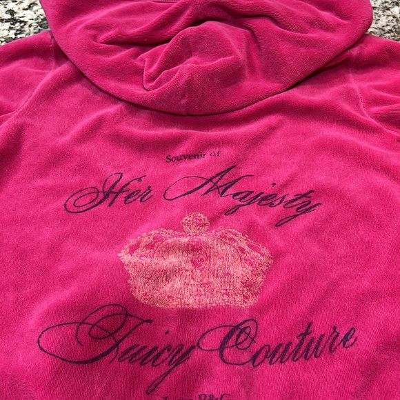 Vintage Y2K Juicy Couture Jacket Pink Hoodie Terry Cloth Med Her Majesty Crown - Picture 7 of 8